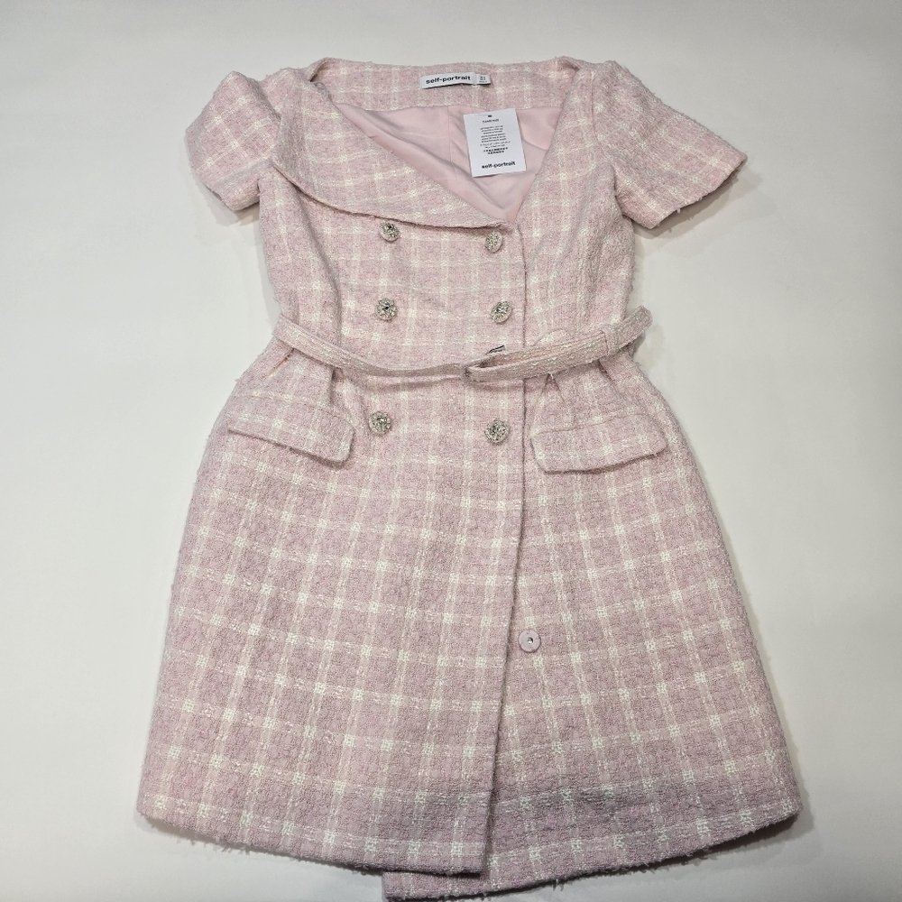 Self-portrait Boucle Mini Dress in Pink